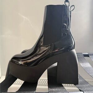 Steve Madden Patent Leather Black Platform Boots